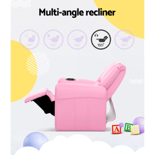 Keezi Kids Recliner Chair PU Leather Sofa Lounge Couch Children Armchair Pink - Image 6