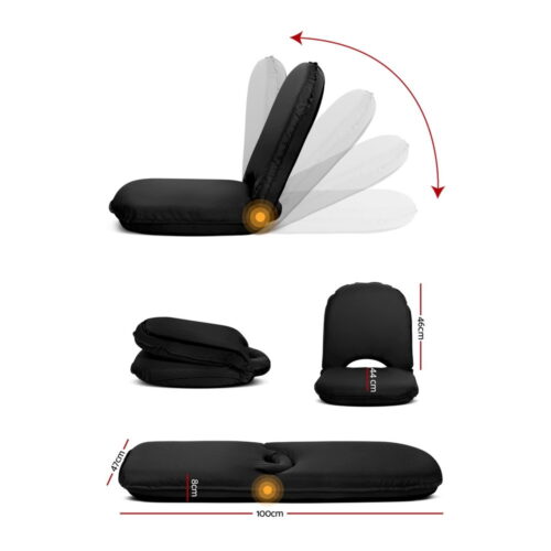 Artiss Floor Lounge Sofa Camping Chair Black - Image 3