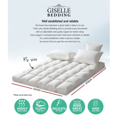 Giselle Bedding Mattress Topper Pillowtop Protector Pad King Single - Image 3