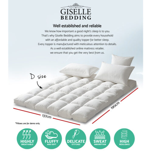 Giselle Bedding Mattress Topper Pillowtop Protector Pad Double - Image 3