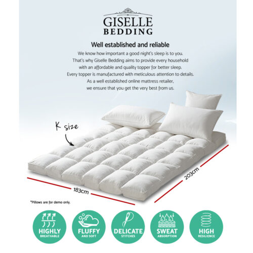 Giselle Bedding Mattress Topper Pillowtop Protector Pad King - Image 3