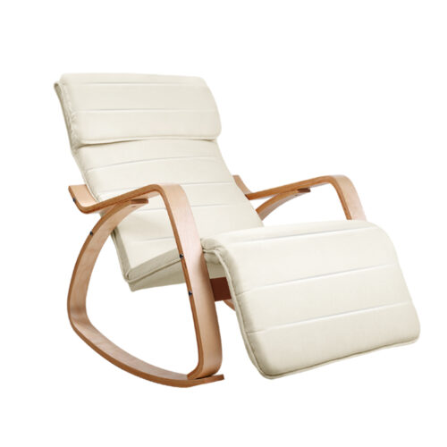 Artiss Rocking Armchair Footrest Nursing Beige Afton - Image 2