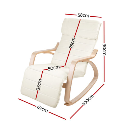 Artiss Rocking Armchair Footrest Nursing Beige Afton - Image 3