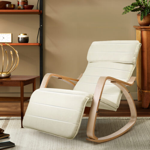 Artiss Rocking Armchair Footrest Nursing Beige Afton - Image 9