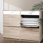 Artiss Shoe Rack Cabinet 36 Pairs Adjustable Shelves Pine Sara