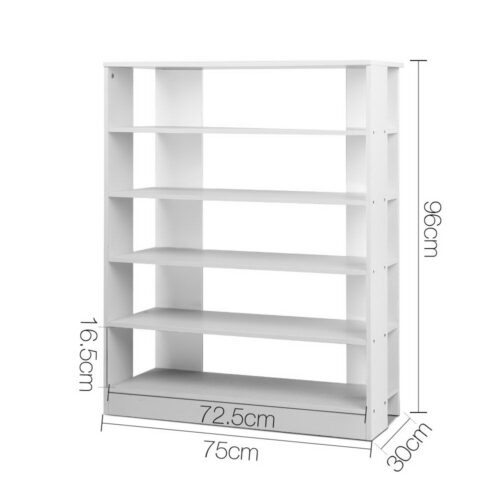 Artiss Shoe Rack Cabinet 30 Pairs 6-Tier Shelf White - Image 4