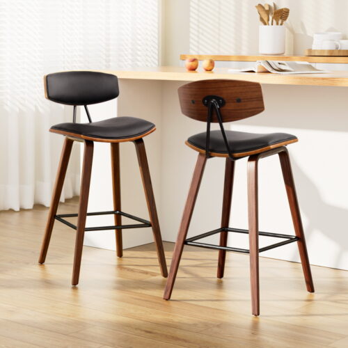 Artiss 2x Bar Stools Leather Padded w/Backrest - Image 9