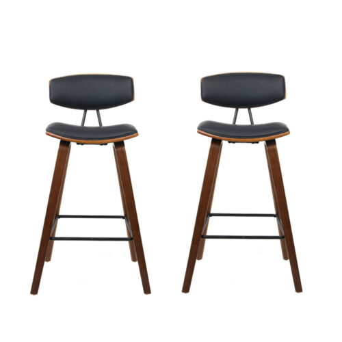 Artiss 2x Bar Stools Leather Padded w/Backrest - Image 5