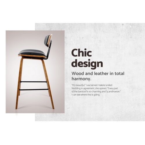 Artiss 2x Bar Stools Leather Padded w/Backrest - Image 6