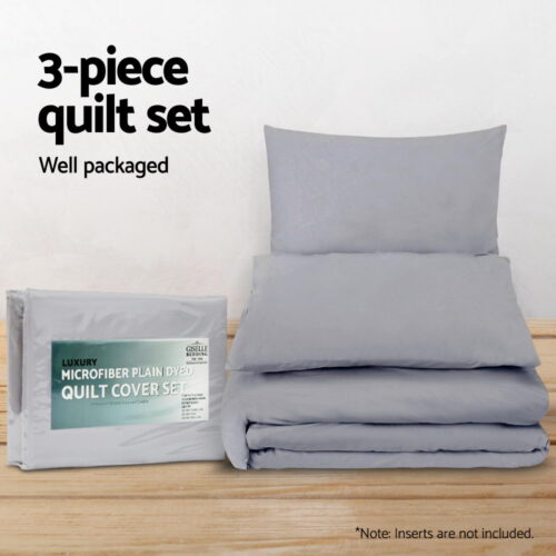 Giselle Bedding Quilt Cover Set Classic Grey King - Image 4