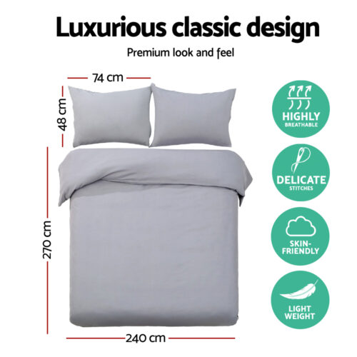 Giselle Bedding Quilt Cover Set Classic Grey Super King - Image 2