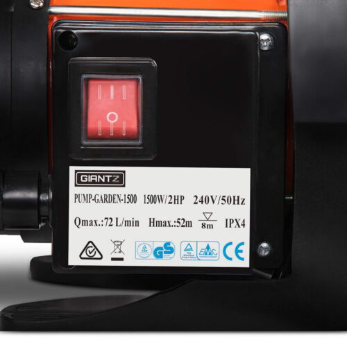 Giantz Garden Water Pump High Pressure 1500W Tank Rain Farm Irrigation House - Image 6