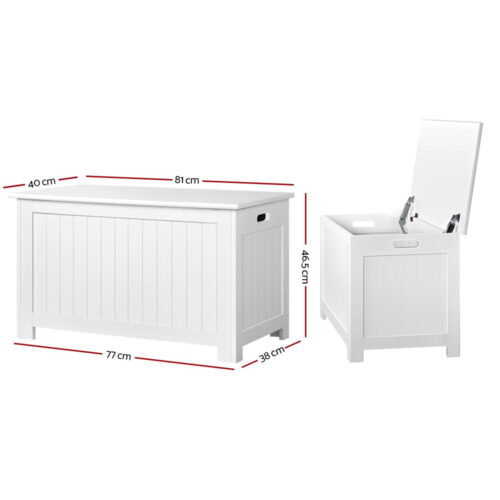 Keezi Kids Toy Box Chest Storage Blanket Children Clothes Room Organiser White - Image 2