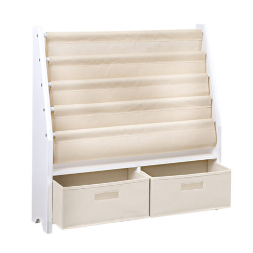 Keezi 4 Tiers Kids Bookshelf Magazine Rack Children Bookcase Organiser Drawer - Image 5
