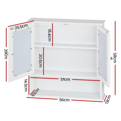 Artiss Bathroom Mirror Cabinet Storage Cupboard - Image 2