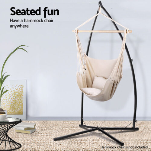 Gardeon Hammock Chair Steel Stand Outdoor Furniture Heavy Duty Black - Image 5