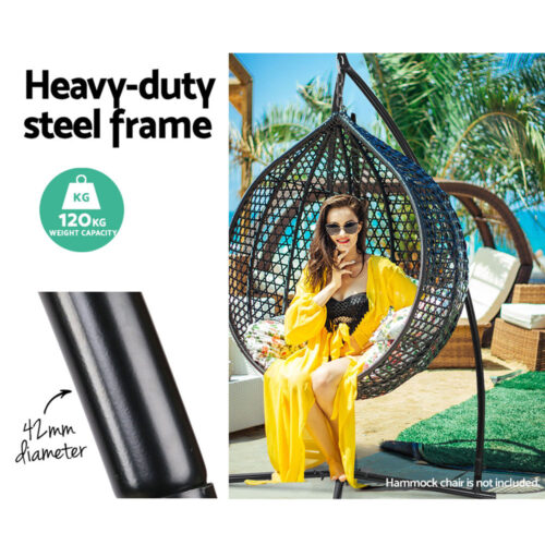 Gardeon Hammock Chair Steel Stand Outdoor Furniture Heavy Duty Black - Image 6