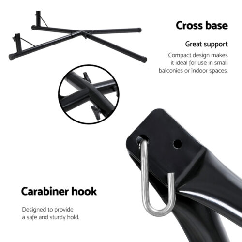 Gardeon Hammock Chair Steel Stand Outdoor Furniture Heavy Duty Black - Image 7