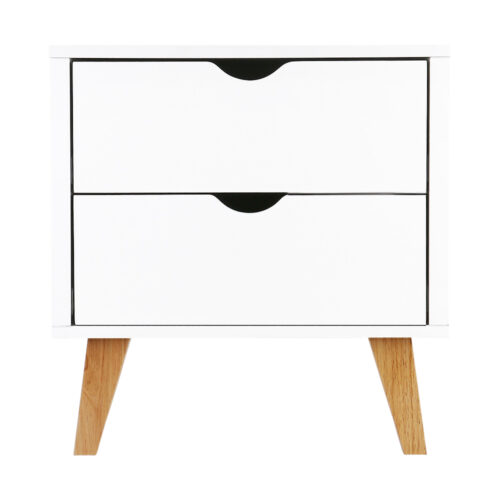 Artiss Bedside Table 2 Drawers - ANDERS White - Image 3