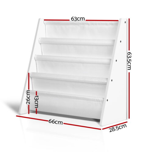 Keezi 4 Tiers Kids Bookshelf Magazine Shelf Children Bookcase Rack Organiser - Image 4