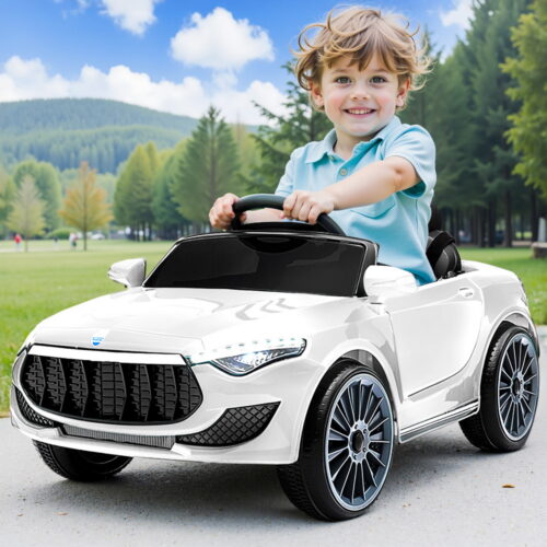 Rigo Kids Electric Ride On Car Cars Music Headlight Remote Control 12V White - Image 8
