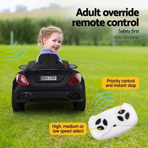 Rigo Kids Electric Ride On Car Toys Cars Horn Music Remote Control 12V Black - Image 6
