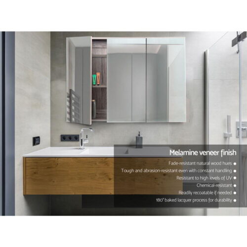 Cefito Bathroom Mirror Cabinet 900x720mm Oak - Image 4