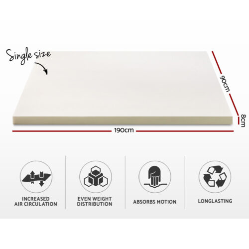 Giselle Bedding Memory Foam Mattress Topper 8cm Single - Image 3