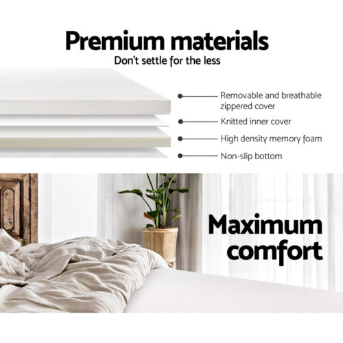 Giselle Bedding Memory Foam Mattress Topper 8cm Single - Image 6