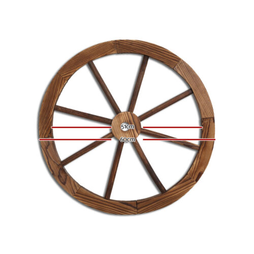 Gardeon Garden Decor Outdoor Ornament Wooden Wagon Wheel - Image 2