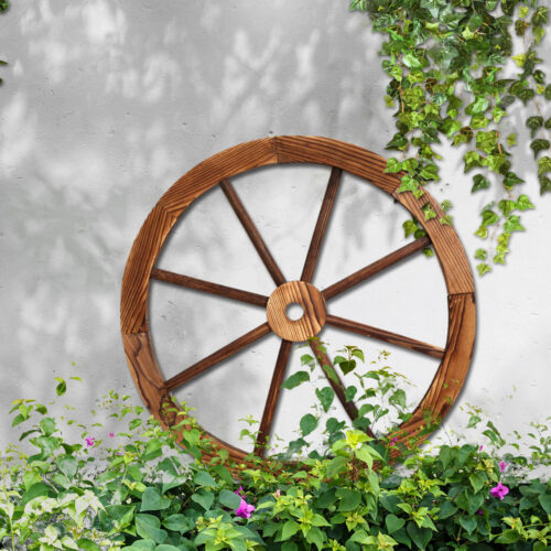 Gardeon Garden Decor Outdoor Ornament Wooden Wagon Wheel - Image 8