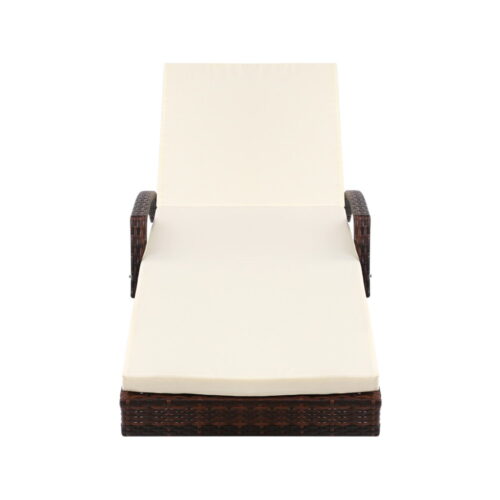 Gardeon Sun Lounge Wicker Lounger Outdoor Furniture Beach Chair Patio Adjustable Cushion Brown - Image 4