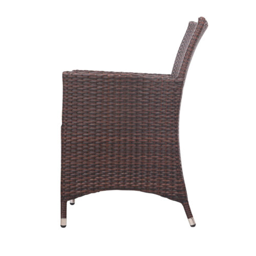 Gardeon 3PC Outdoor Bistro Set Patio Furniture Wicker Setting Chairs Table Cushion Brown - Image 5