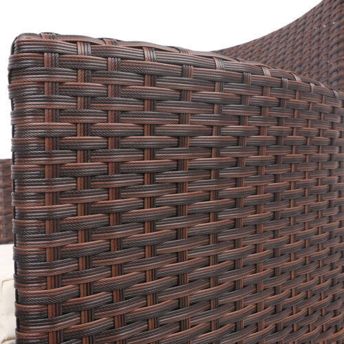 Gardeon 3PC Outdoor Bistro Set Patio Furniture Wicker Setting Chairs Table Cushion Brown - Image 6