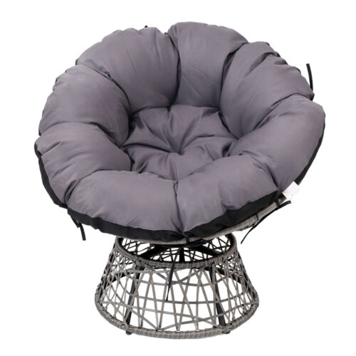 Gardeon Outdoor Chairs Outdoor Furniture Papasan Chair Wicker Patio Garden Grey - Image 4