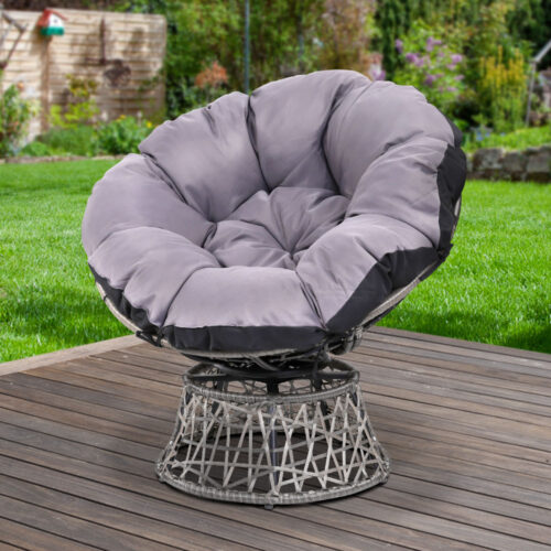 Gardeon Outdoor Chairs Outdoor Furniture Papasan Chair Wicker Patio Garden Grey - Image 9