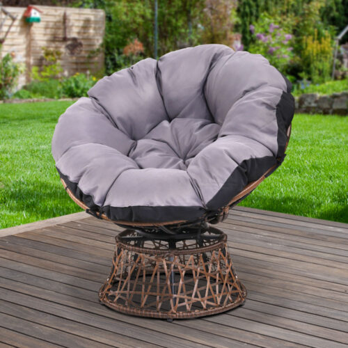 Gardeon Outdoor Chairs Outdoor Furniture Papasan Chair Wicker Patio Garden Brown - Image 9