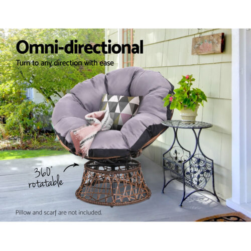 Gardeon Outdoor Chairs Outdoor Furniture Papasan Chair Wicker Patio Garden Brown - Image 10