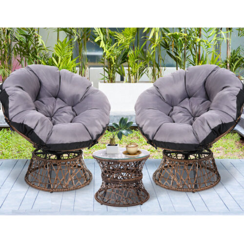 Gardeon Outdoor Lounge Setting Furniture Wicker Papasan Chairs Table Patio Brown - Image 13