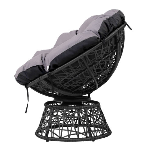 Gardeon Outdoor Lounge Setting Papasan Chair Wicker Table Garden Furniture Black - Image 5
