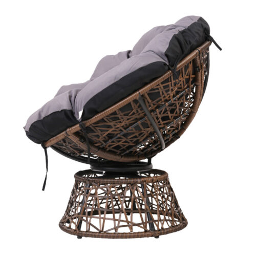 Gardeon Outdoor Lounge Setting Papasan Chair Wicker Table Garden Furniture Brown - Image 5