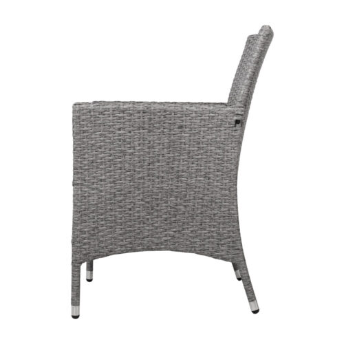 Gardeon 3PC Outdoor Bistro Set Patio Furniture Wicker Setting Chairs Table Cushion Grey - Image 5