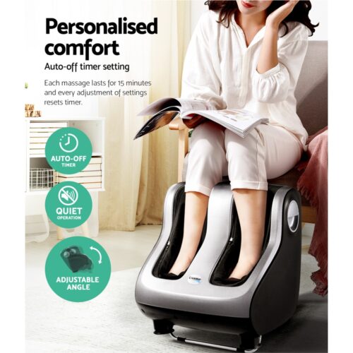 Livemor Foot Massager Shiatsu Massagers Electric Roller Calf Leg Kneading Silver - Image 7