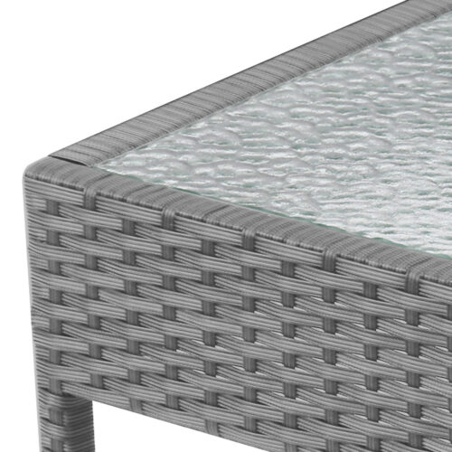 Gardeon 3PC Patio Furniture Bistro Set Wicker Outdoor Lounge Setting Grey - Image 8