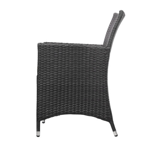 Gardeon 3PC Outdoor Bistro Set Patio Furniture Wicker Setting Chairs Table Cushion Black - Image 5