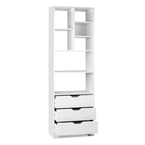Artiss Bookshelf with Drawers - NANA White - Image 3