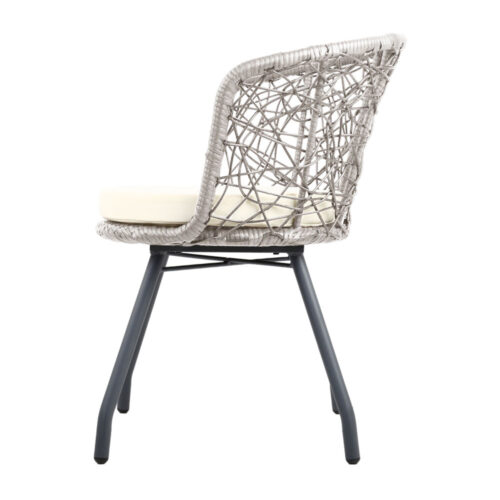 Gardeon 3PC Bistro Set Outdoor Furniture Rattan Table Chairs Patio Garden Cushion Grey - Image 5