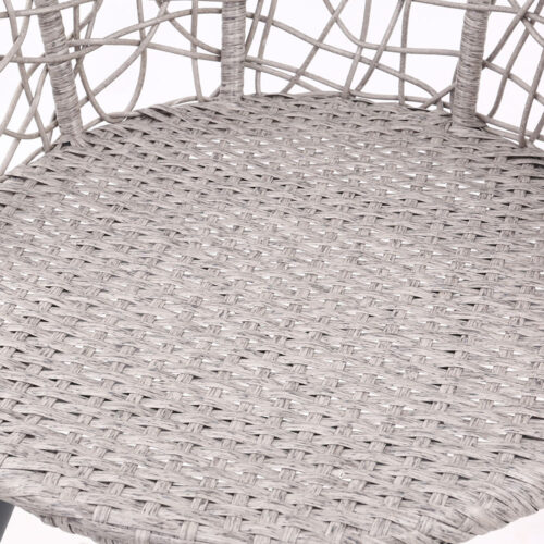 Gardeon 3PC Bistro Set Outdoor Furniture Rattan Table Chairs Patio Garden Cushion Grey - Image 7
