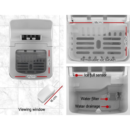 Devanti Portable Ice Cube Maker - Silver - Image 4