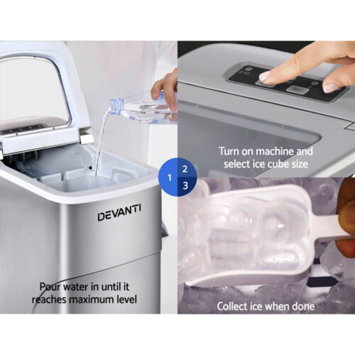 Devanti Portable Ice Cube Maker - Silver - Image 5